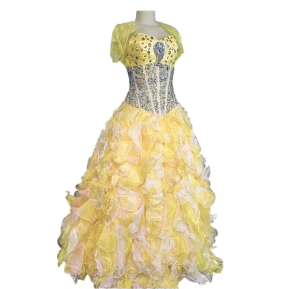 NWT Yellow Rhinestone Quinceañera Collection BallGown